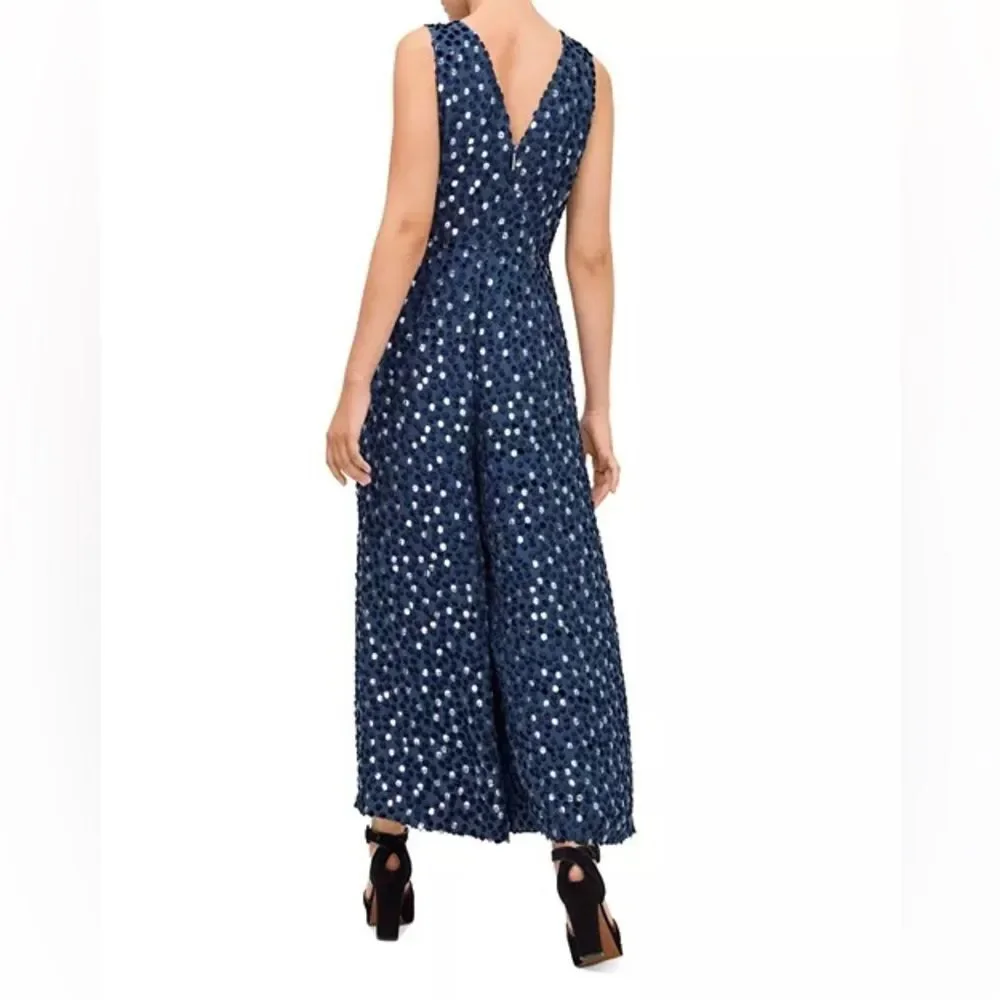 Kate Spade Scatter Dot Burnout Velvet Jumpsuit NWOT Size 4